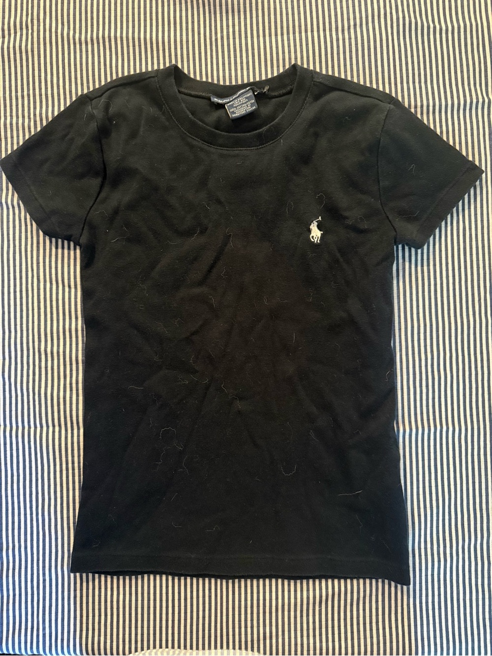 Ralph Lauren Black Tee with White Polo Player Embroidery